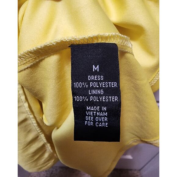 BCX Yellow Dress Women's M Halter Elastic Waist Lined Spring Summer - Picture 4 of 7